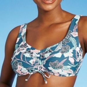🌺NWT Kona Sol floral cinch front over shoulder bikini top XL (16-18)